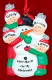 Family Christmas Ornament for 4 Making Snowman Personalized by RussellRhodes.com