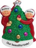 Couple Decorating Tree Christmas Ornament Personalized by Russell Rhodes