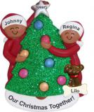 African American Couple Christmas Ornament with Pets Personalized by RussellRhodes.com