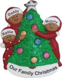 Family Decorating African American Christmas Ornament for 3 Personalized by RussellRhodes.com