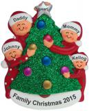 Decorating Tree Family Christmas Ornament for 4 Personalized by RussellRhodes.com