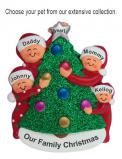 Decorating Tree Family Christmas Ornament for 4 with Pets Personalized by RussellRhodes.com
