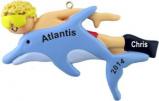 Swimming with Dolphins Male Blond Christmas Ornament Personalized by RussellRhodes.com