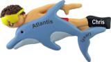 Swimming with Dolphins Christmas Ornament Brunette Male Personalized by RussellRhodes.com