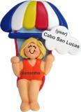 Parasailing Female Blond Christmas Ornament Personalized by Russell Rhodes