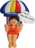 Parasailing Male Brown Christmas Ornament Personalized by Russell Rhodes