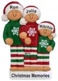 Our Comfy Pajamas 3 Grandkids Christmas Ornament Personalized by Russell Rhodes