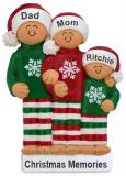 Family Christmas Ornament Comfy Pajamas for 3 Personalized by RussellRhodes.com