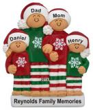 Our Comfy Pajamas Family of 4 Christmas Ornament Personalized by Russell Rhodes