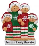 Our Comfy Pajamas Family of 4 Christmas Ornament Personalized by RussellRhodes.com