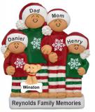 Family Christmas Ornament Comfy Pajamas for 4 with Pets Personalized by RussellRhodes.com