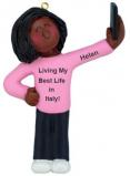 Semester Abroad Christmas Ornament African American Female Personalized by RussellRhodes.com