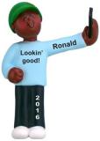 Selfie African-American Male Christmas Ornament Personalized by Russell Rhodes
