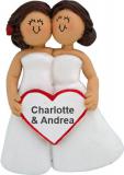 Same Sex Marriage Christmas Ornament Brunette Females Personalized by RussellRhodes.com