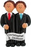 Same Sex Marriage Males Both Brunette Christmas Ornament Personalized by Russell Rhodes