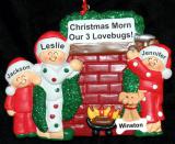 Family Christmas Ornament Winter Morn Just the 3 Kids with Pets Personalized by RussellRhodes.com