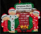 Warm Fireplace Together 3 Grandkids Christmas Ornament Personalized by Russell Rhodes