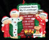 Single Dad Christmas Ornament Winter Morn with 2 Kids with Pets Personalized by RussellRhodes.com