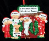 Our Warm Fireplace Together Family of 4 Christmas Ornament with Pets Personalized by Russell Rhodes