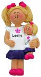 Girl with Doll Blond Christmas Ornament Personalized by Russell Rhodes