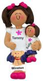 Kids Christmas Ornament Brunette Female with Doll & Pet Personalized by RussellRhodes.com
