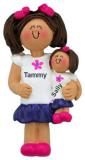 Kids Christmas Ornament Brunette Female with Doll Personalized by RussellRhodes.com