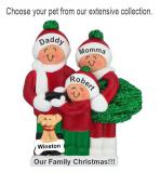 Buying Our Family Tree Family of 3 Christmas Ornament with Pets Personalized by RussellRhodes.com