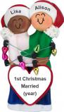 Biracial Lesbian Couple First Christmas Married Ornament Personalized by RussellRhodes.com