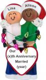 Biracial Lesbian Couple Anniversary Christmas Ornament Personalized by RussellRhodes.com