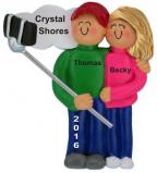 Selfie, Oh Yeah Male with Blond Female Christmas Ornament Personalized by RussellRhodes.com