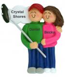 Selfie Christmas Ornament Male with Brunette Female Personalized by RussellRhodes.com