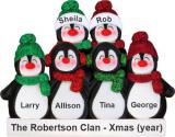 Holiday Fun 6 Penguins Christmas Ornament Personalized by RussellRhodes.com