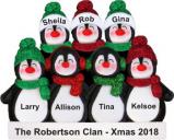 Holiday Fun 7 Penguins Christmas Ornament Personalized by Russell Rhodes