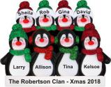 Holiday Fun 8 Penguins Christmas Ornament Personalized by Russell Rhodes