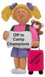 Off to Camp Female Blond Child Christmas Ornament Personalized by RussellRhodes.com