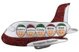 Jet Away Family Vacation for 5 Christmas Ornament Personalized by RussellRhodes.com