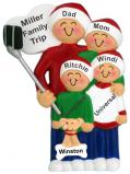 Selfie Family of 4 Christmas Ornament with Pets Personalized by Russell Rhodes