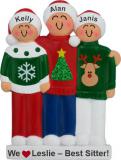 3 Kids Holiday Sweaters Baby Sitter Gift Christmas Ornament Personalized by RussellRhodes.com