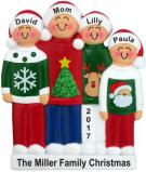Single Mom 3 Kids Holiday Sweaters Christmas Ornament Personalized by Russell Rhodes