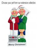 White Xmas Couple Christmas Ornament with Pets Personalized by RussellRhodes.com