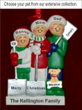 White Xmas Family of 3 Christmas Ornament with Pets Personalized by RussellRhodes.com