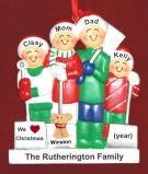 Family Christmas Ornament White Xmas for 4 with Pets Personalized by RussellRhodes.com