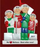 4 Kids White Xmas Baby Sitter Gift Christmas Ornament Personalized by Russell Rhodes