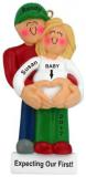 Pregnant Female Blond Expecting 1st Baby Christmas Ornament Personalized by Russell Rhodes