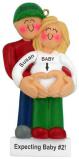 Pregnant Christmas Ornament Couple Blond Female Expecting 2nd Baby Personalized by RussellRhodes.com