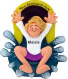 Water Slide Fun Female Blond Christmas Ornament Personalized by RussellRhodes.com