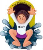 Water Park Christmas Ornament Brunette Female Personalized by RussellRhodes.com