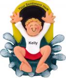 Water Slide Fun Male Blond Christmas Ornament Personalized by Russell Rhodes
