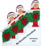 Festive Holiday Banister 3 Grandkids Christmas Ornament Personalized by Russell Rhodes