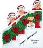Family Christmas Ornament Holiday Banister for 3 with Pets Personalized by RussellRhodes.com